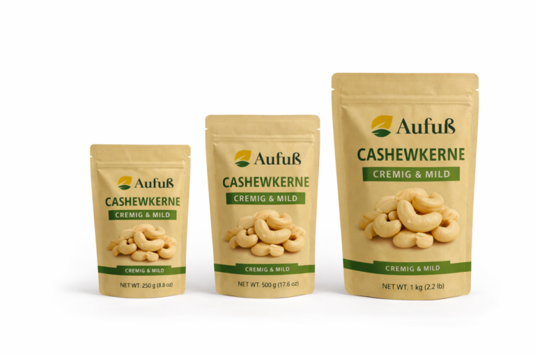 Cashewkerne in verschiedenen Verpackungsgrößen für Handel und Gastronomie